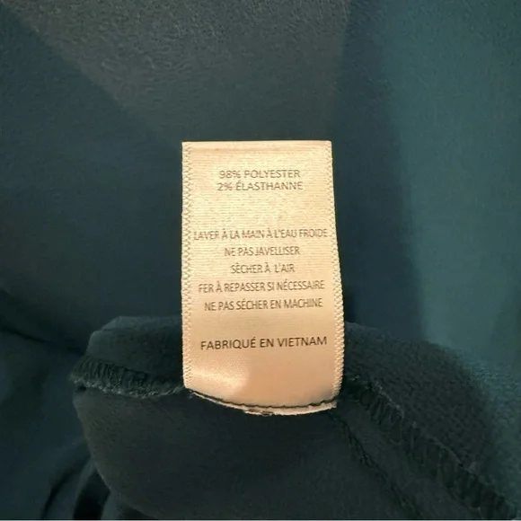 Lush Teal Long Sleeve Tie Front V-Neck Top - Size Small - Picture 3 of 4